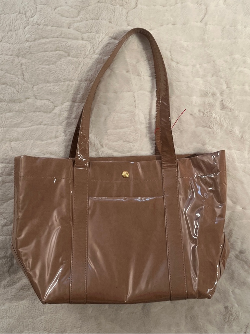 Veronica Beard tan glossy tote bag . New!
